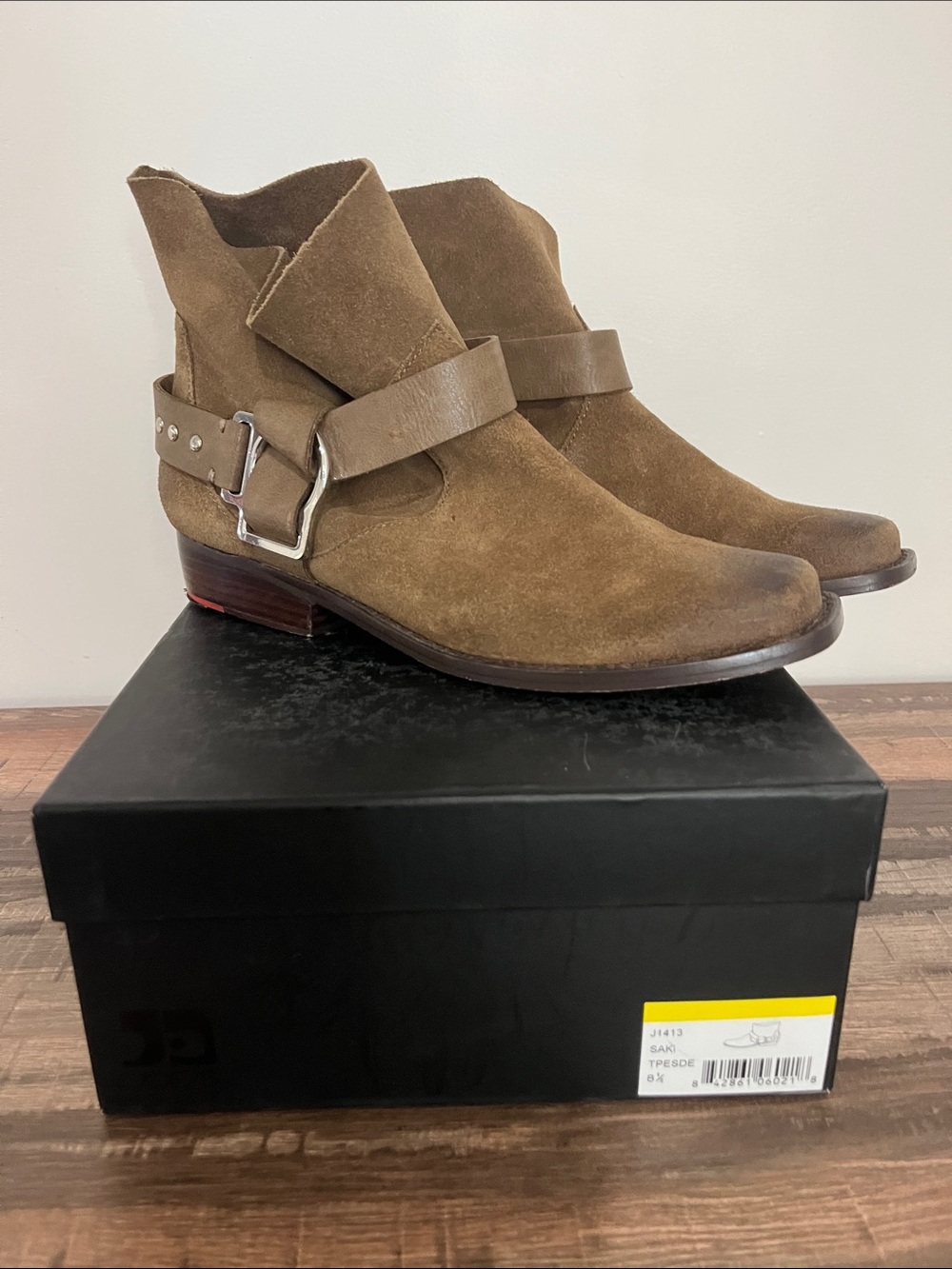 Joe's Jeans Brown Suede Ankle Booties with Buckle Strap
